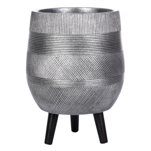 WSTRIPR-31-SLV Кашпо Страйп с подставкой, файберстоун, серебристое,D31.5H43 cm (23г)